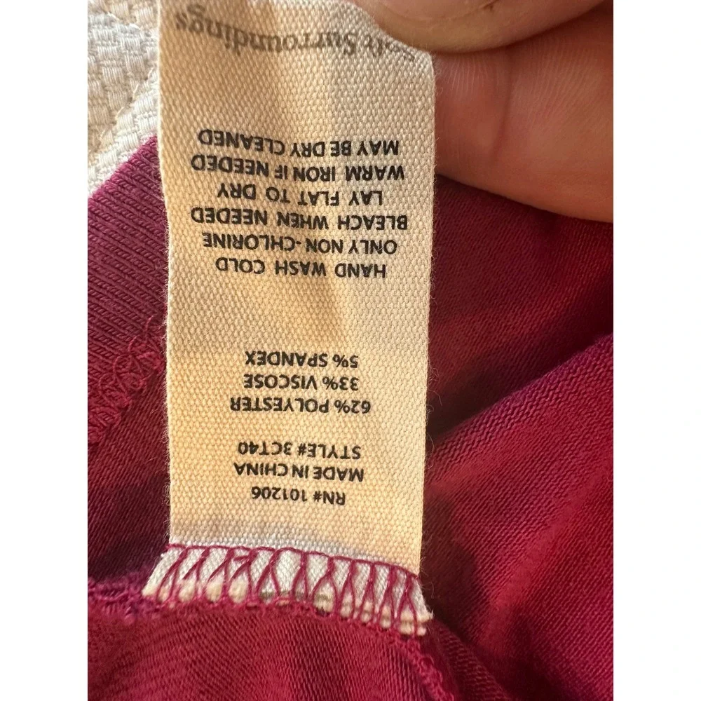 Soft Surroundings Magenta Asymmetrical Draped Tunic Top V-Neck Petite Large